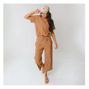 NWT Albion Fit Sand Wide Leg Jumpsuit Size S